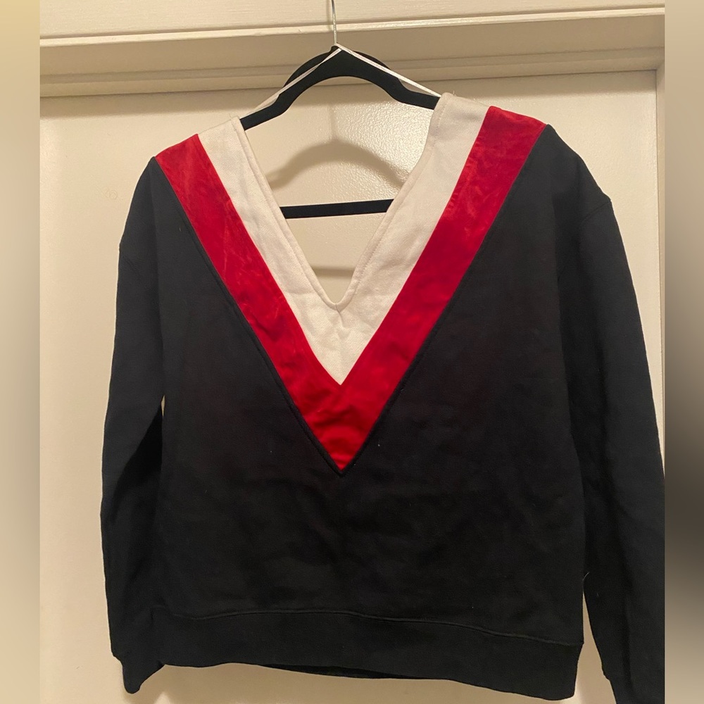Kendall and Kylie Sweater Top with a Deep V Neck; Size Small